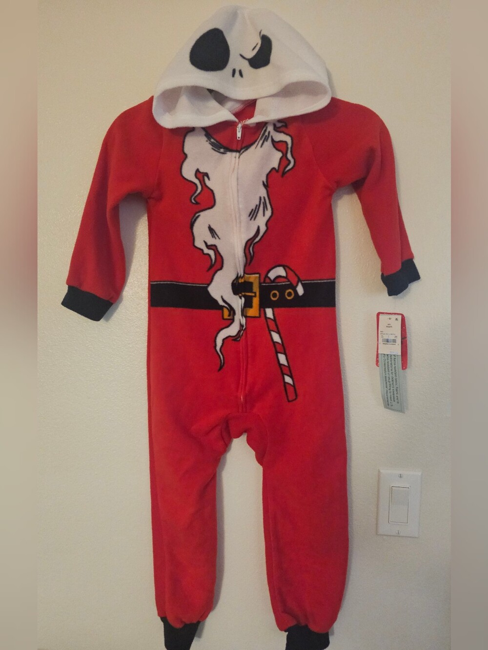 NWT Disney Jack Skellington Santa Hooded Pajamas Union Suit M 8/10